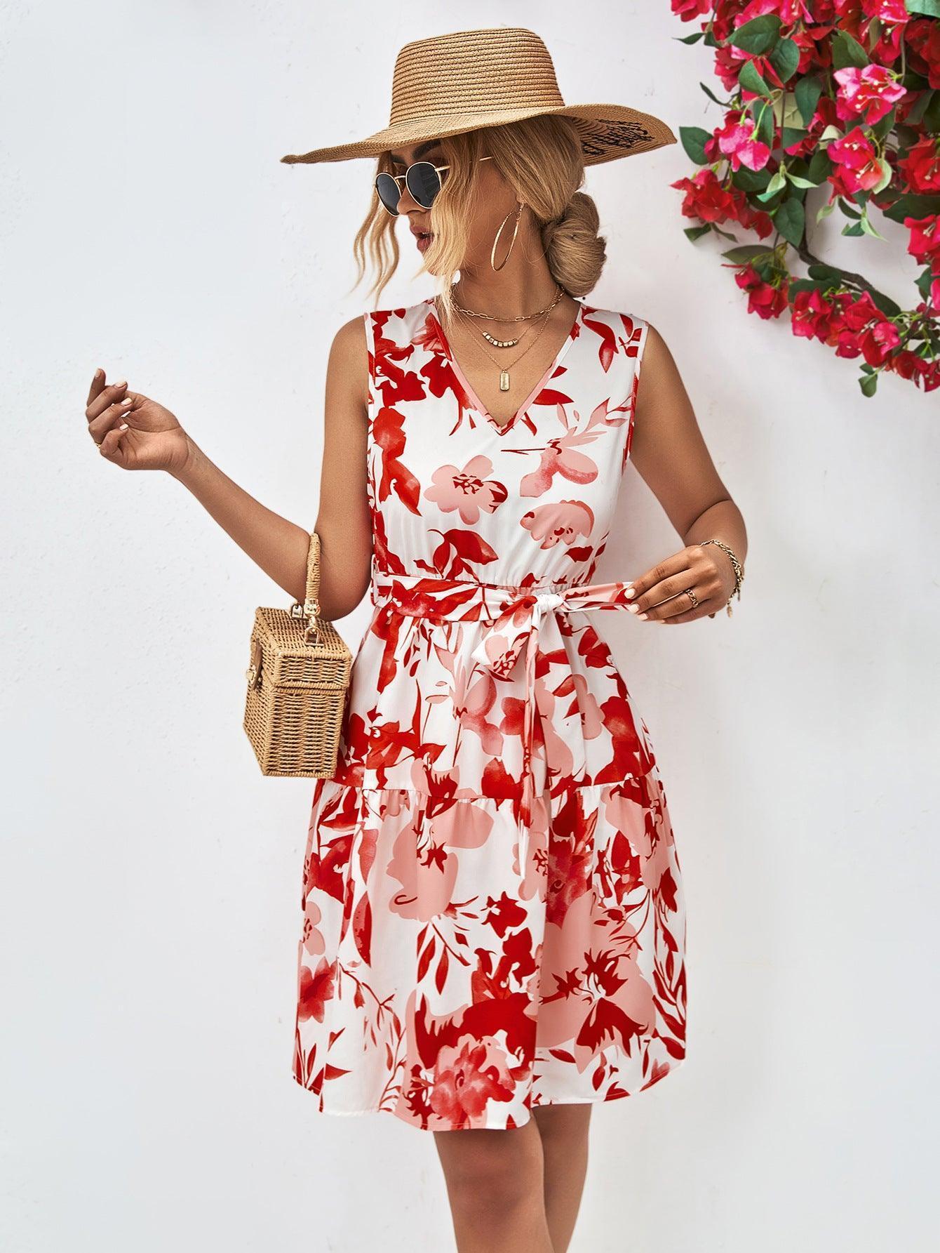 Summer Fascination Mini Floral Sleeveless Dress - MXSTUDIO.COM