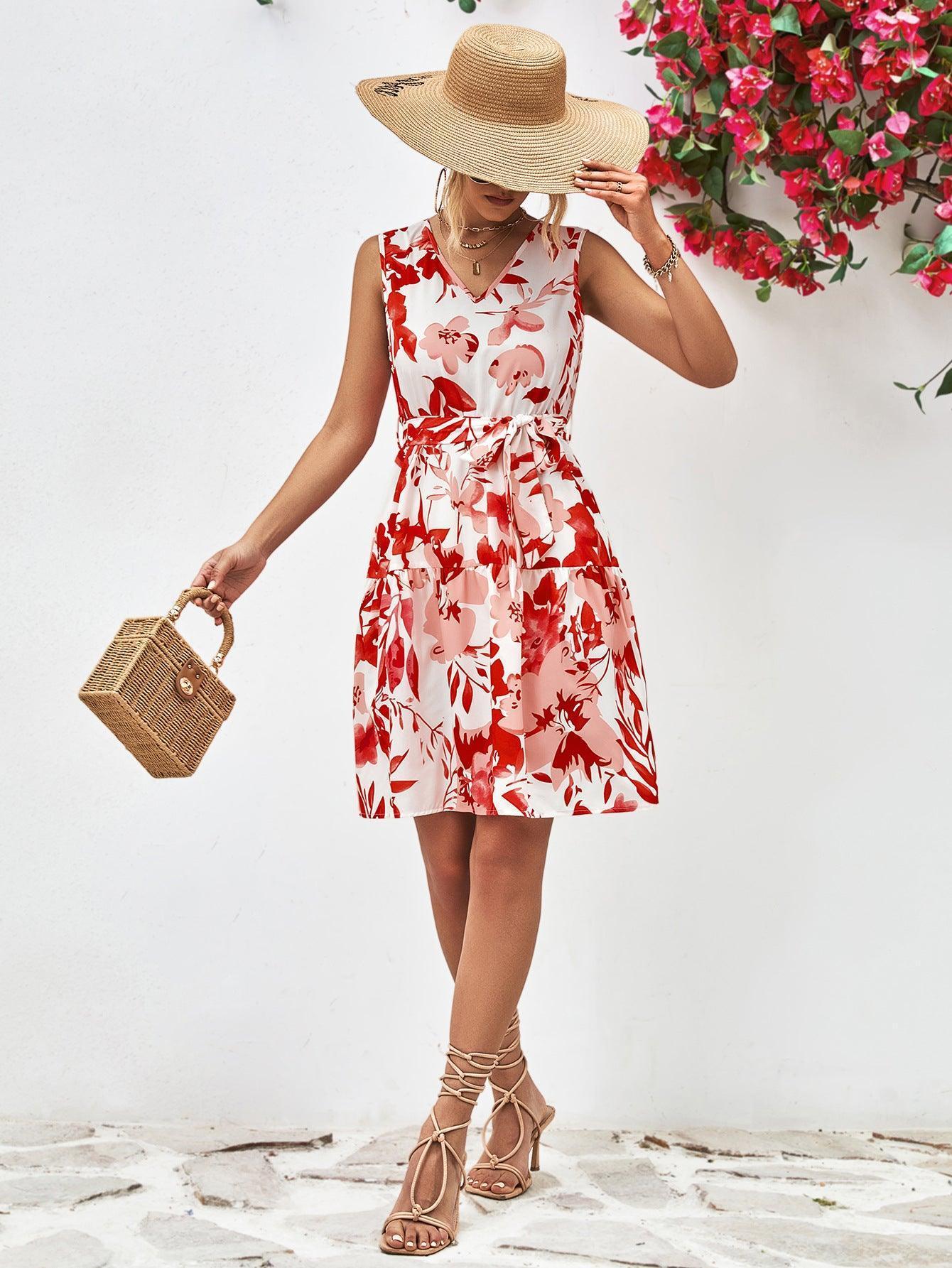 Summer Fascination Mini Floral Sleeveless Dress - MXSTUDIO.COM