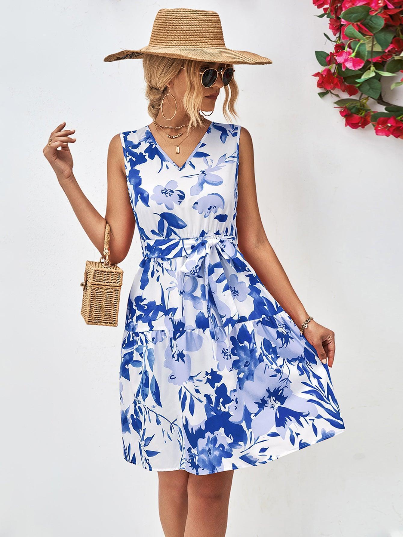 Summer Fascination Mini Floral Sleeveless Dress - MXSTUDIO.COM