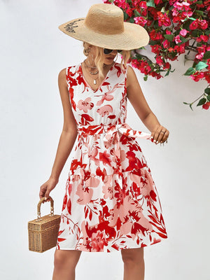 Summer Fascination Mini Floral Sleeveless Dress - MXSTUDIO.COM