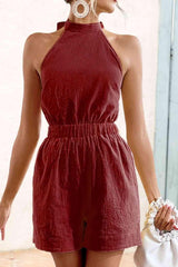 Summer Fascination Tie Back Halter Neck Romper - MXSTUDIO.COM