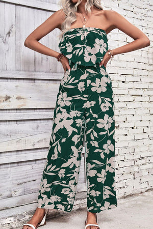 Summer Favorite Floral Strapless Wide Leg Jumpsuit - MXSTUDIO.COM - Stylish Womens Clothing