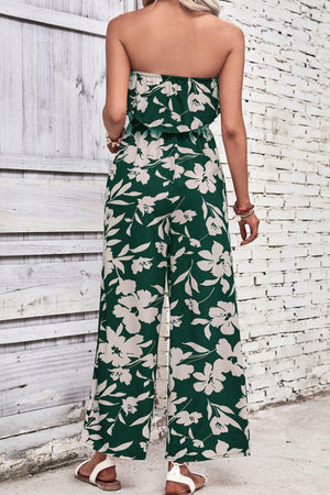 Summer Favorite Floral Strapless Wide Leg Jumpsuit - MXSTUDIO.COM - Stylish Womens Clothing