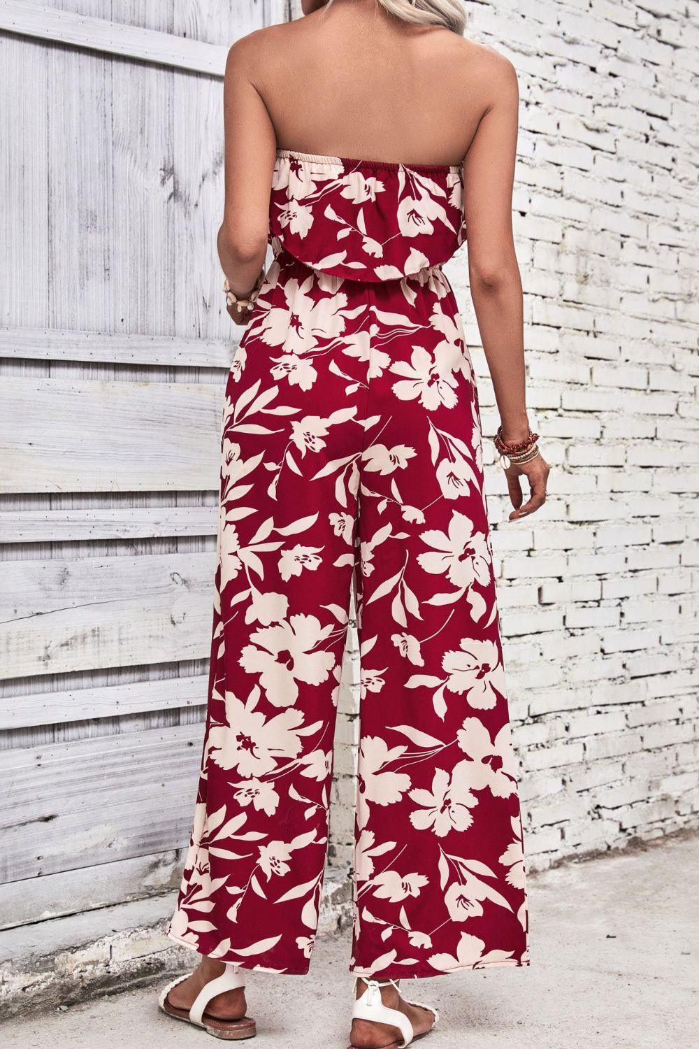 Summer Favorite Floral Strapless Wide Leg Jumpsuit - MXSTUDIO.COM - Stylish Womens Clothing