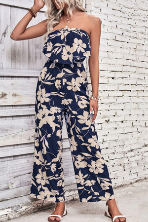 Summer Favorite Floral Strapless Wide Leg Jumpsuit - MXSTUDIO.COM - Stylish Womens Clothing