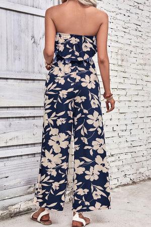 Summer Favorite Floral Strapless Wide Leg Jumpsuit - MXSTUDIO.COM - Stylish Womens Clothing