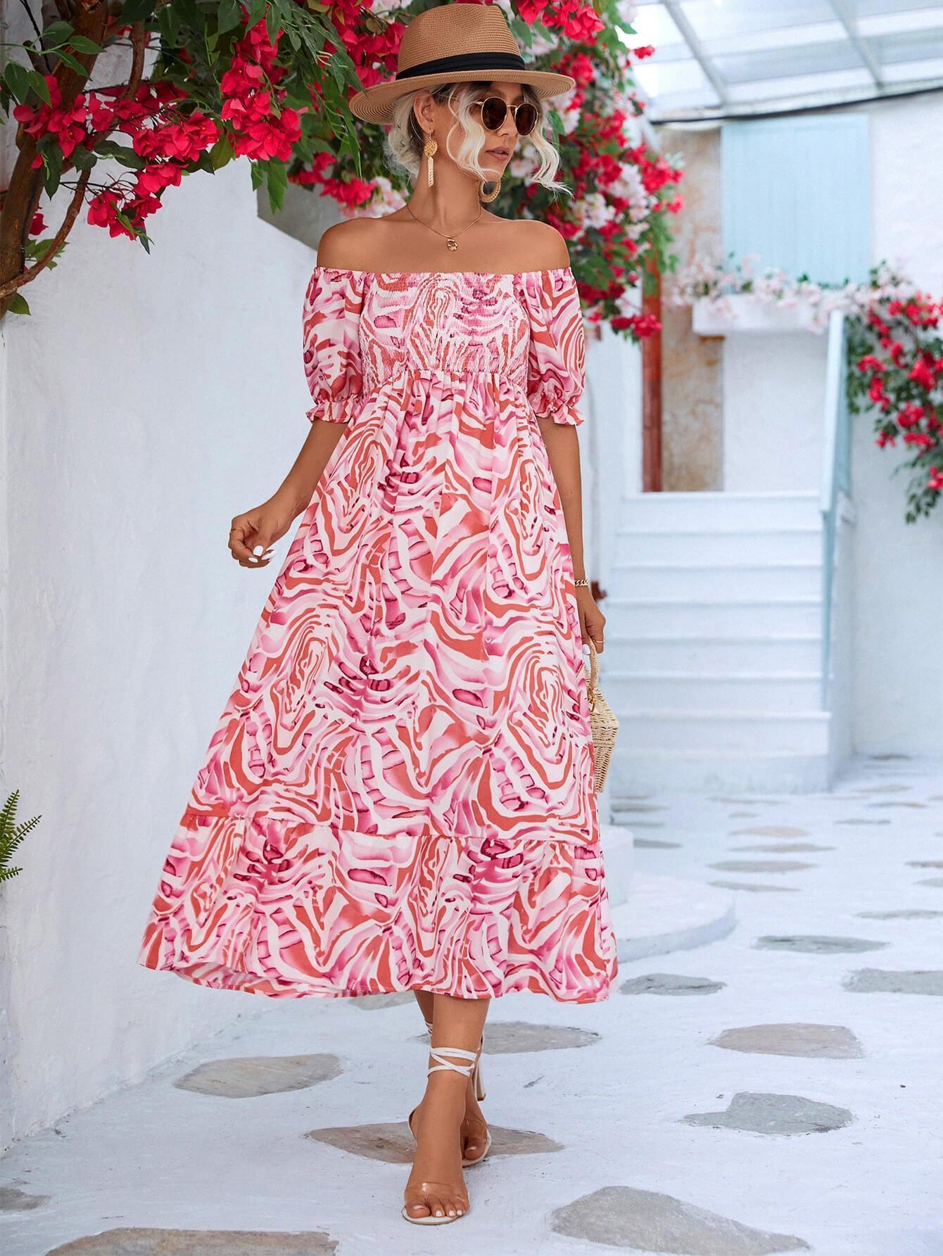 Summer Flair Floral Flounce Sleeve Midi Dress - MXSTUDIO.COM