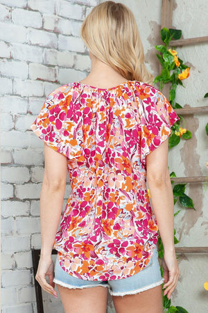 Summer Fresh Floral Flutter Sleeve Blouse - MXSTUDIO.COM