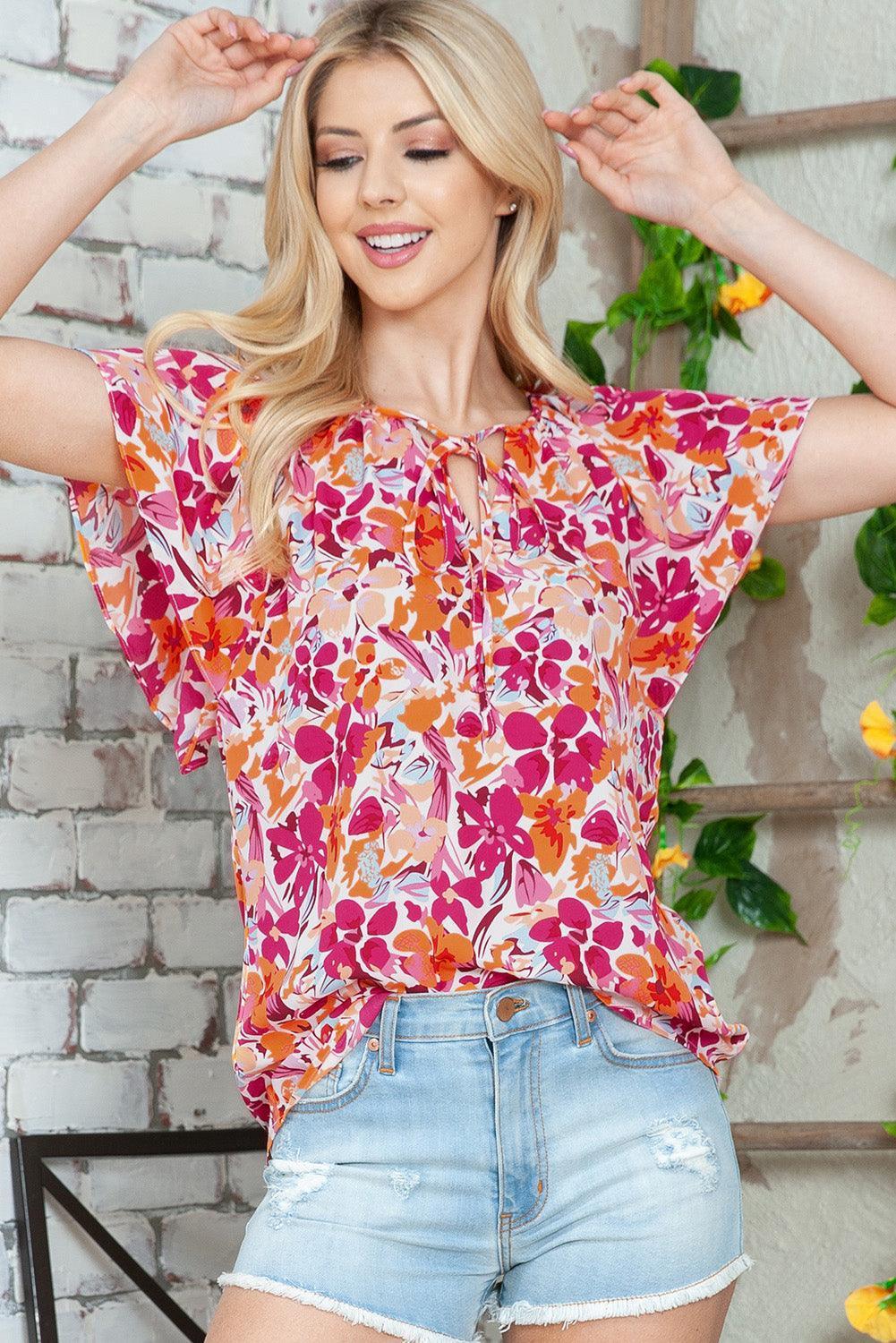 Summer Fresh Floral Flutter Sleeve Blouse - MXSTUDIO.COM