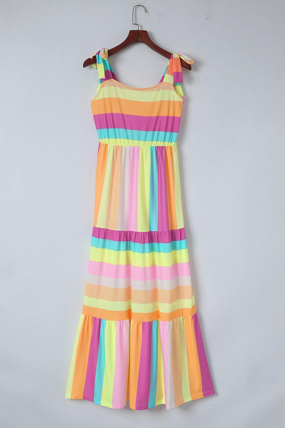 Summer Fresh Striped Sleeveless Maxi Dress - MXSTUDIO.COM