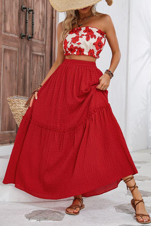 Summer Get-Up Floral Tube Top and Maxi Skirt Set - MXSTUDIO.COM