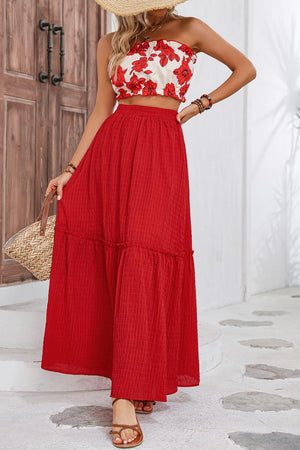 Summer Get-Up Floral Tube Top and Maxi Skirt Set - MXSTUDIO.COM