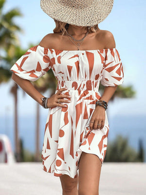 Summer Glam A-Line Off Shoulder Mini Dress - MXSTUDIO.COM