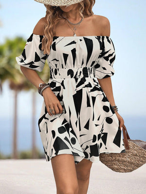 Summer Glam A-Line Off Shoulder Mini Dress - MXSTUDIO.COM