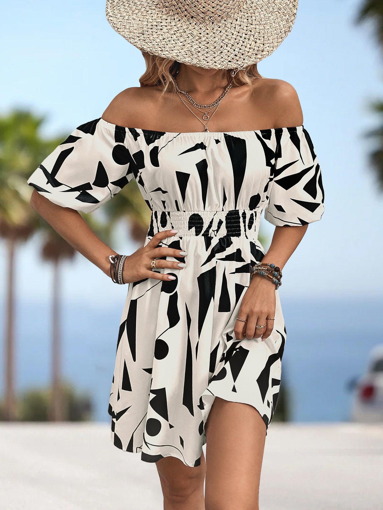 Summer Glam A-Line Off Shoulder Mini Dress - MXSTUDIO.COM