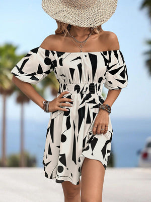 Summer Glam A-Line Off Shoulder Mini Dress - MXSTUDIO.COM