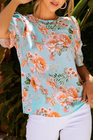 Summer Glow Floral Puff Sleeve Blouse - MXSTUDIO.COM