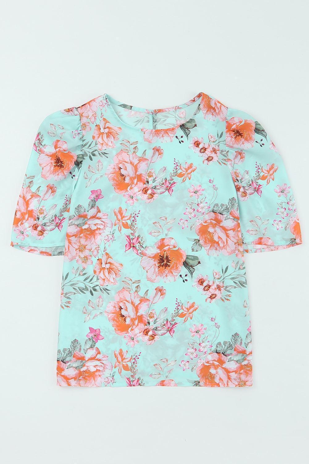 Summer Glow Floral Puff Sleeve Blouse - MXSTUDIO.COM
