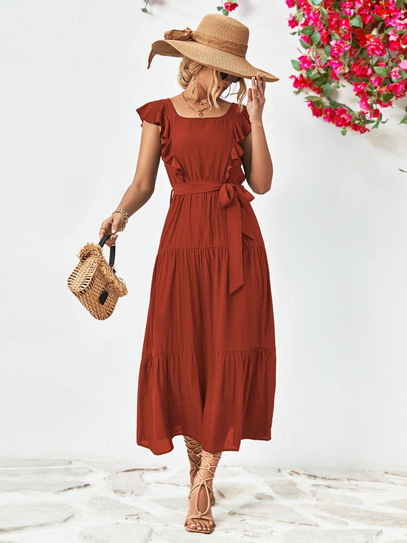 Summer Grandeur Flutter Sleeve Tiered Dress - MXSTUDIO.COM