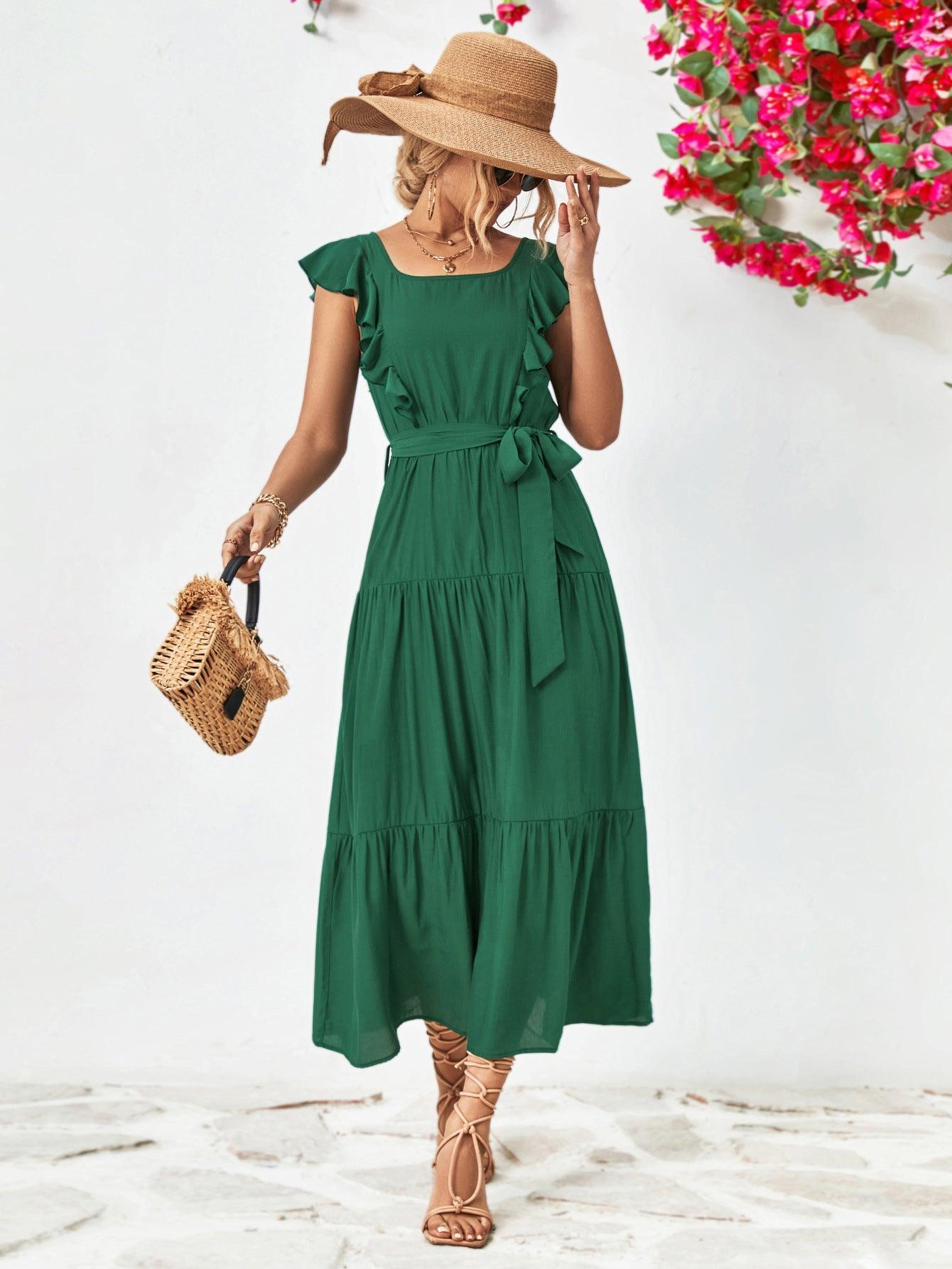 Summer Grandeur Flutter Sleeve Tiered Dress - MXSTUDIO.COM