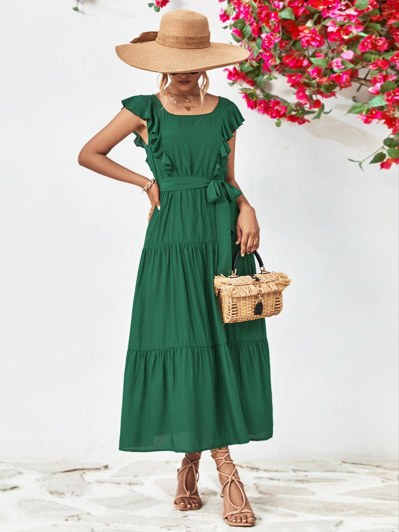 Summer Grandeur Flutter Sleeve Tiered Dress - MXSTUDIO.COM