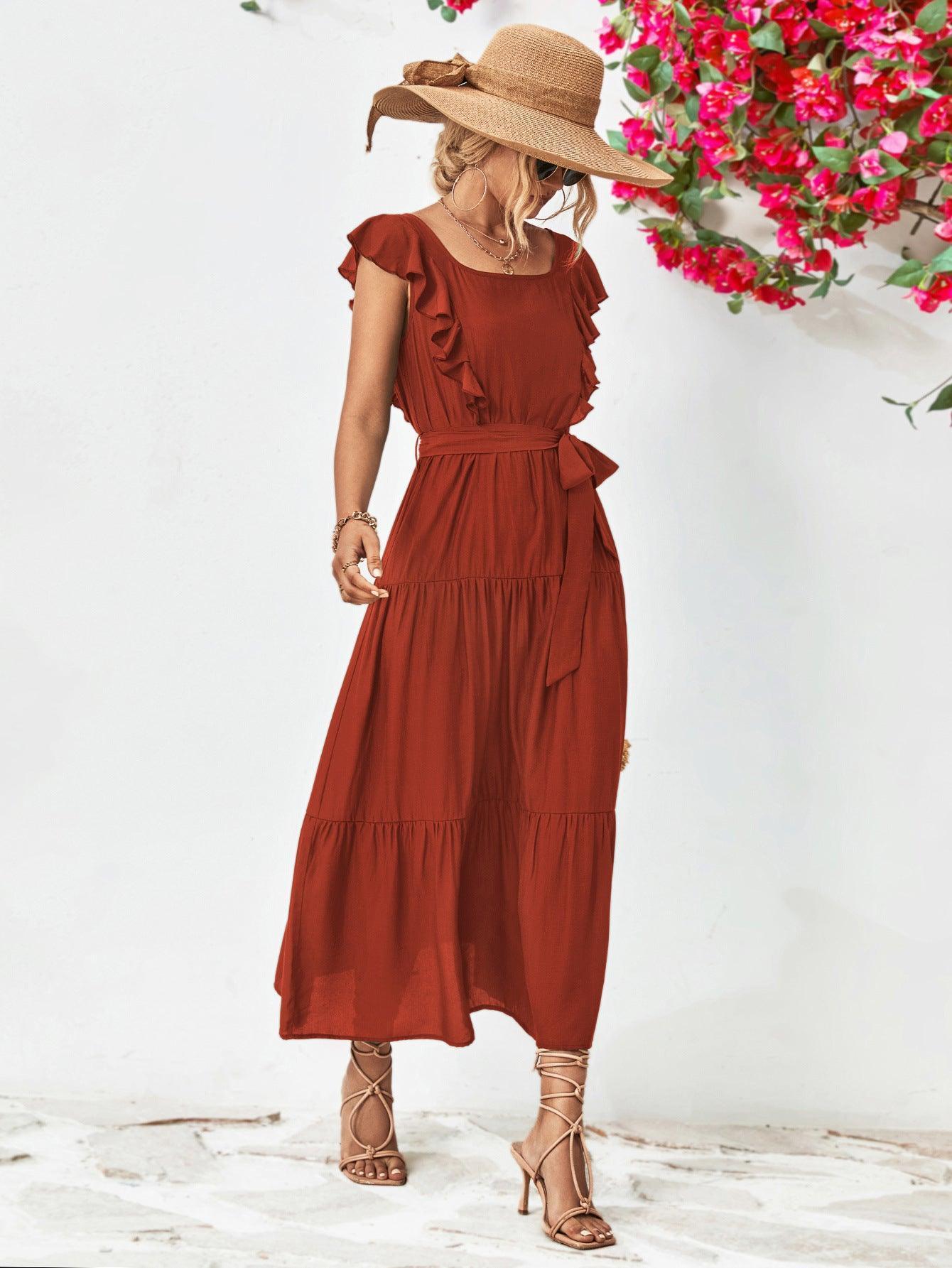 Summer Grandeur Flutter Sleeve Tiered Dress - MXSTUDIO.COM