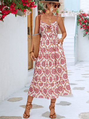 Summer Icon Cutout Spaghetti Strap Midi Dress - MXSTUDIO.COM