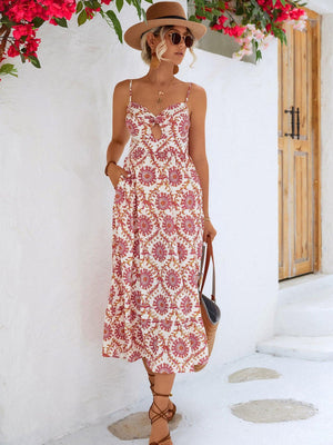 Summer Icon Cutout Spaghetti Strap Midi Dress - MXSTUDIO.COM