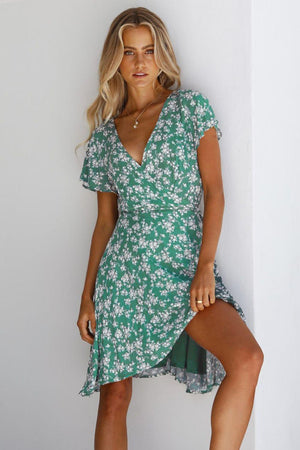 Summer Is In The Air Short Sleeve Floral Mini Dress - MXSTUDIO.COM