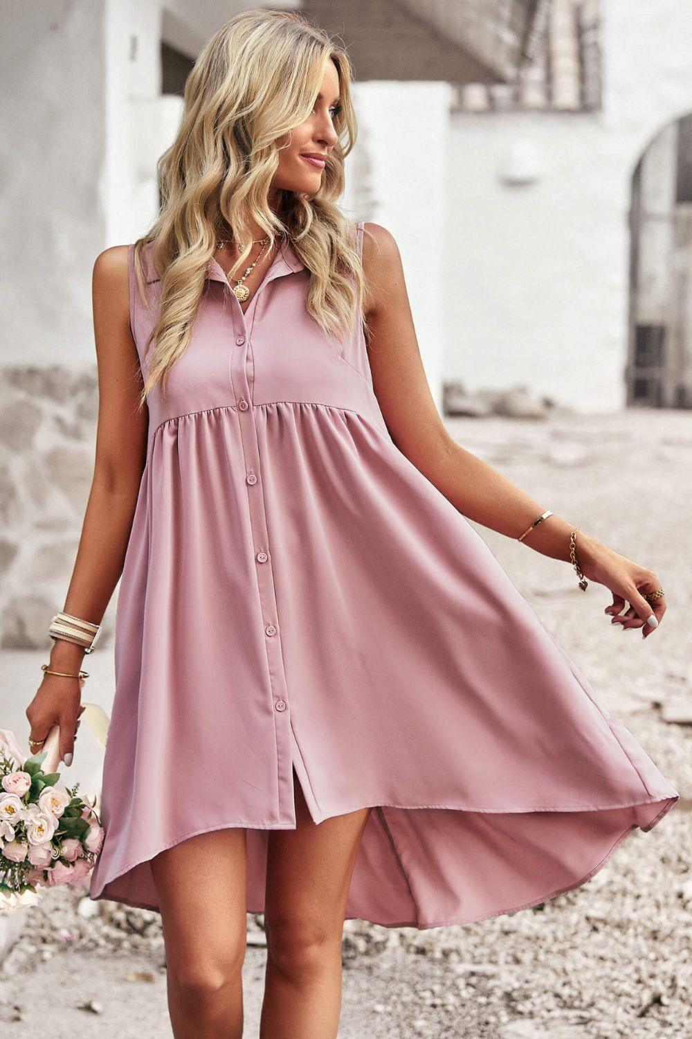 Summer Loving Collared Sleeveless Dress - MXSTUDIO.COM