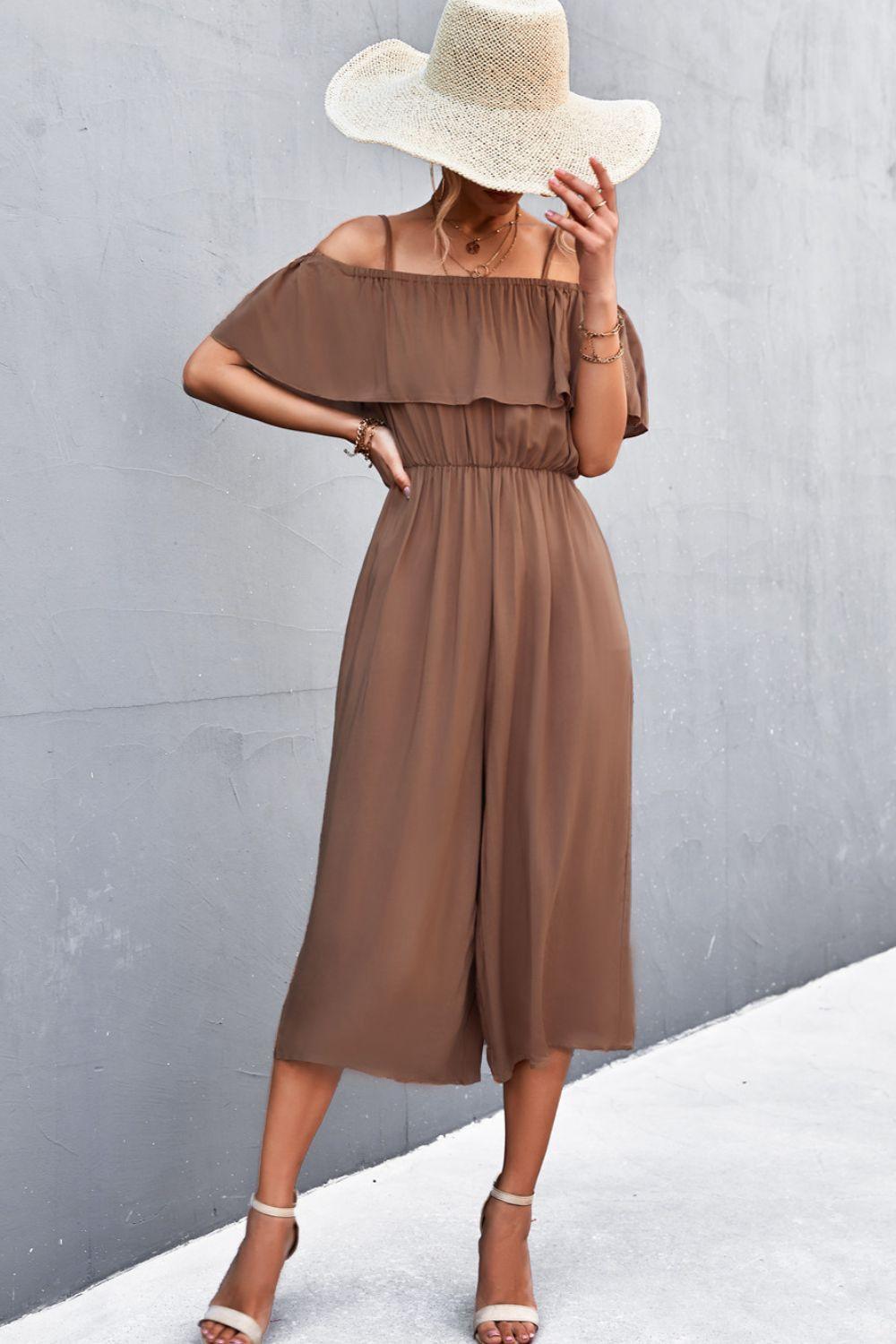 Summer Madness Off Shoulder Cropped Jumpsuit - MXSTUDIO.COM