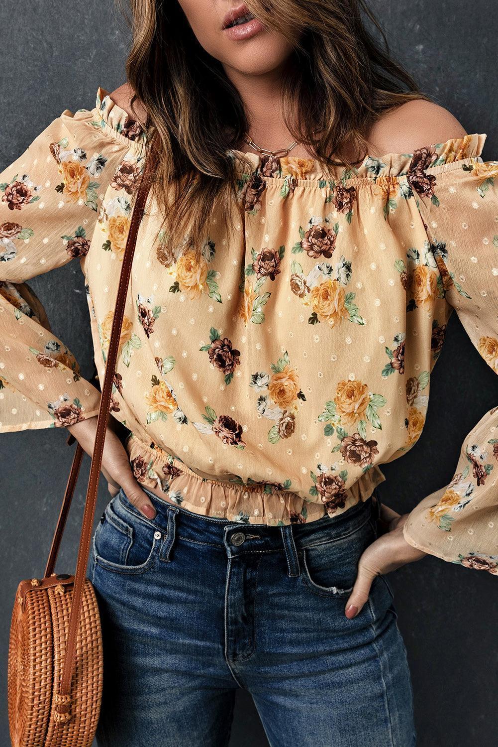 Summer OOTD Floral Off Shoulder Blouse - MXSTUDIO.COM