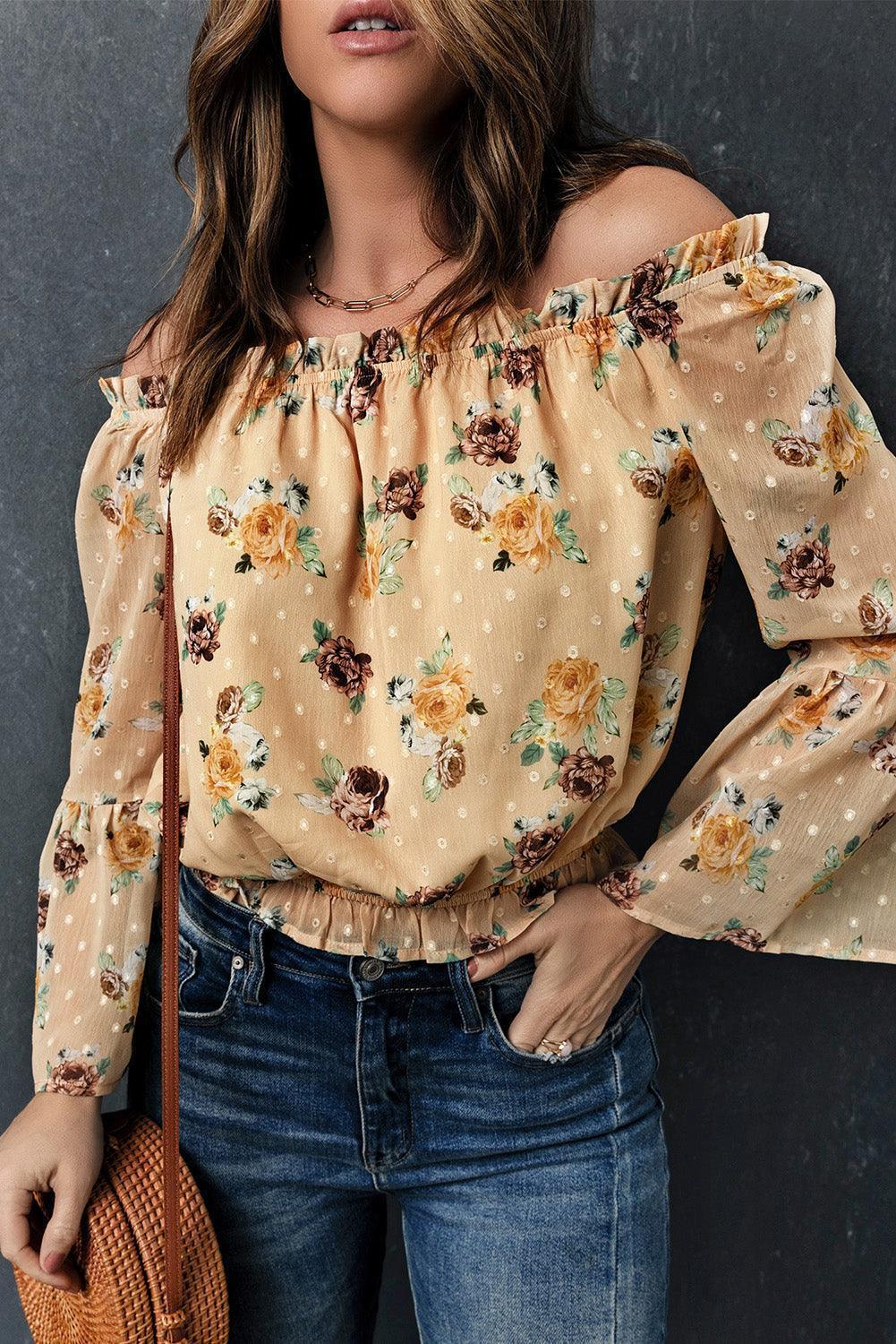 Summer OOTD Floral Off Shoulder Blouse - MXSTUDIO.COM