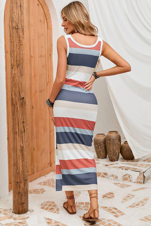 Summer Ready Midi Striped Sleeveless Dress - MXSTUDIO.COM