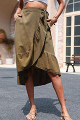 Summer Sensation Olive Green Ruffle Skirt - MXSTUDIO.COM