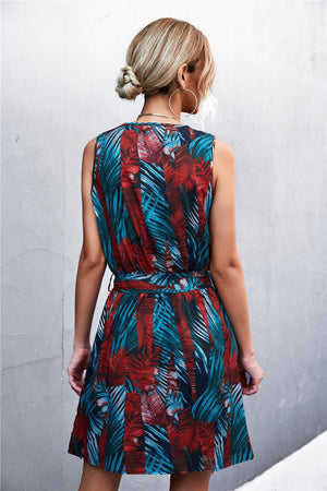 Summer Stunner Belted Sleeveless Mini Dress - MXSTUDIO.COM