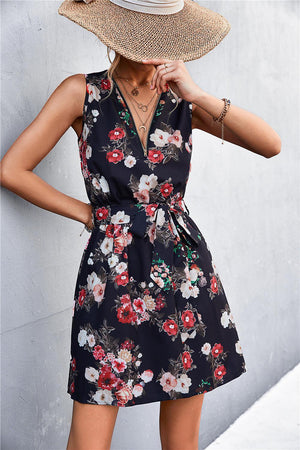 Summer Stunner Belted Sleeveless Mini Dress - MXSTUDIO.COM