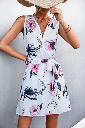 Summer Stunner Belted Sleeveless Mini Dress - MXSTUDIO.COM