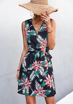 Summer Stunner Belted Sleeveless Mini Dress - MXSTUDIO.COM