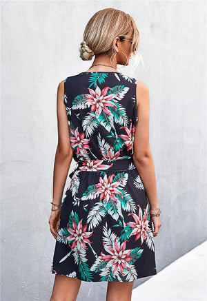 Summer Stunner Belted Sleeveless Mini Dress - MXSTUDIO.COM