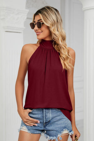 Summer Style Mock Neck Sleeveless Top - MXSTUDIO.COM