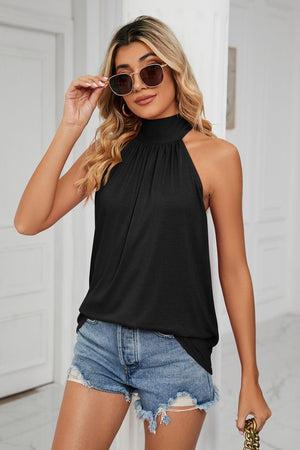 Summer Style Mock Neck Sleeveless Top - MXSTUDIO.COM