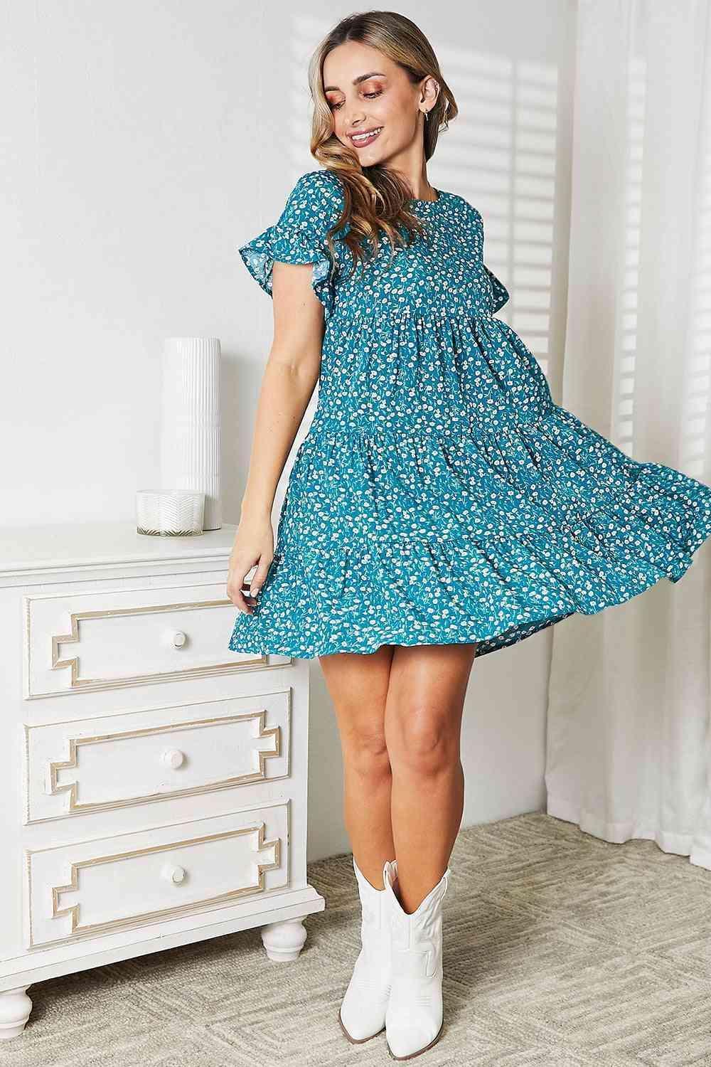 Summer Sway Short Sleeve Tiered Mini Dress - MXSTUDIO.COM
