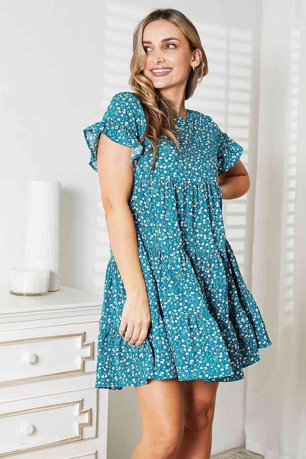 Summer Sway Short Sleeve Tiered Mini Dress - MXSTUDIO.COM