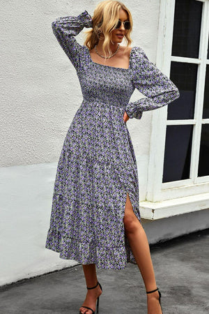 Summer Vogue Floral Square Neck Dress - MXSTUDIO.COM