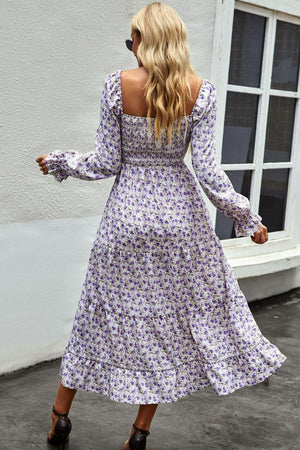 Summer Vogue Floral Square Neck Dress - MXSTUDIO.COM