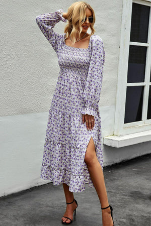 Summer Vogue Floral Square Neck Dress - MXSTUDIO.COM