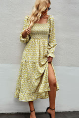 Summer Vogue Floral Square Neck Dress - MXSTUDIO.COM