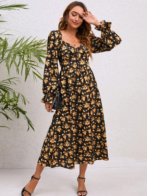 Summer's Best Sweetheart Neck Long Sleeve Dress - MXSTUDIO.COM