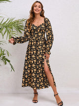 Summer's Best Sweetheart Neck Long Sleeve Dress - MXSTUDIO.COM